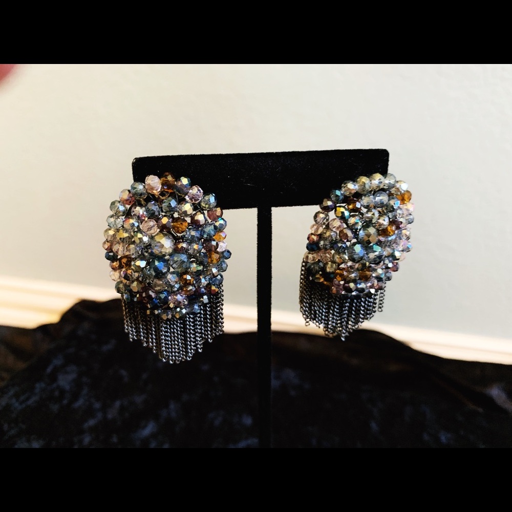 Gray multicolored beaded tops